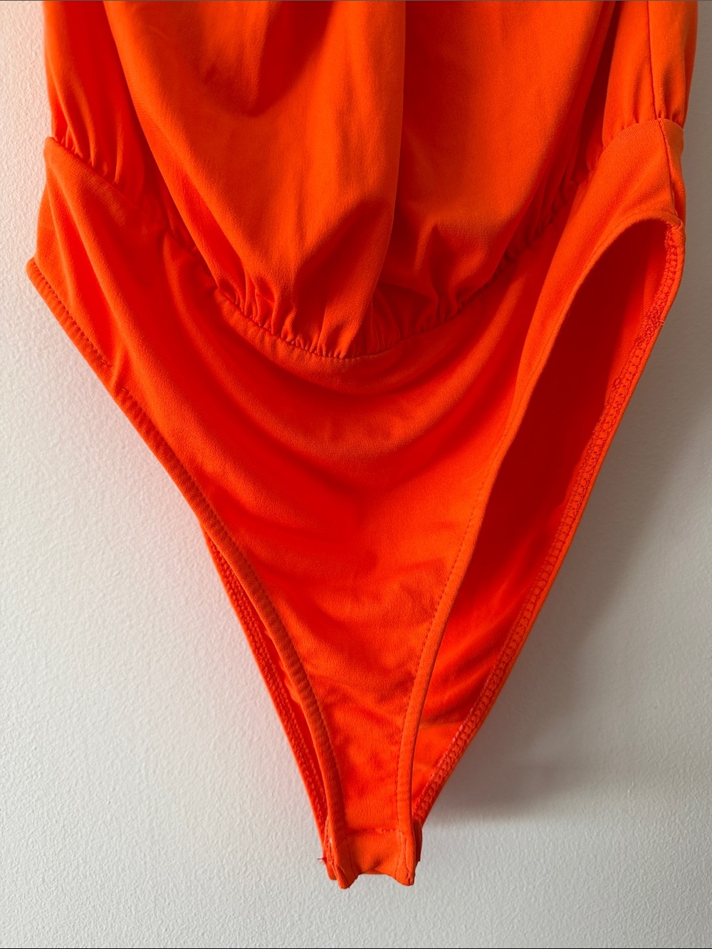 Zara Orange Draped Halter Neck Bodysuit Size M Crossed Sleeveless Top Neon - Picture 3 of 10